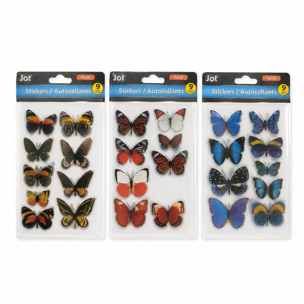 Jot 3D Pop Up Butterfly Stickers 26 Count Lot 3 Packs Holographic Scrapbooking